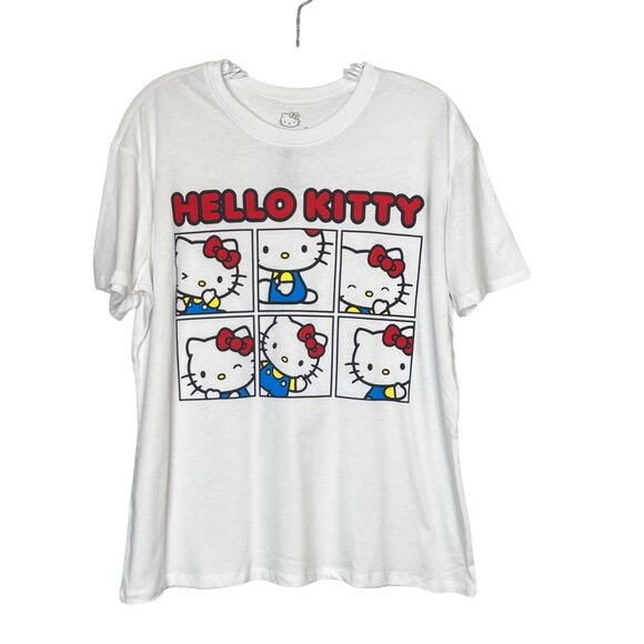 Hello Kitty Graphic Tee Tshirt Womens Medium White New Cartoon Panels - Picture 2 of 8